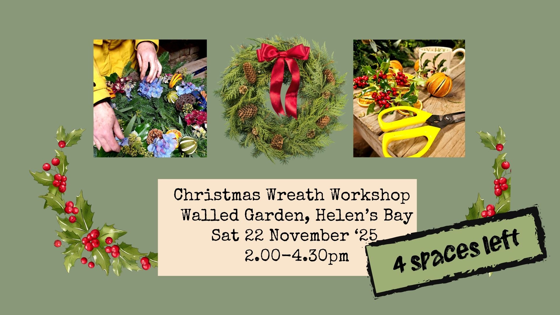 Christmas Wreath Workshop in the Walled Garden