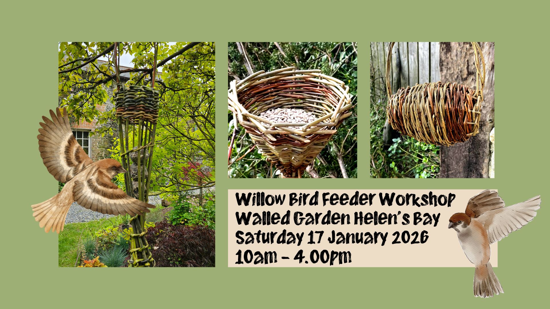 Weave Willow Birdfeeders in the Walled Garden Saturday 17 January 2026