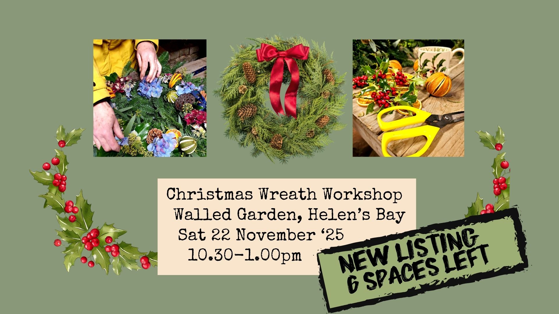 Christmas Wreath Workshop in the Walled Garden