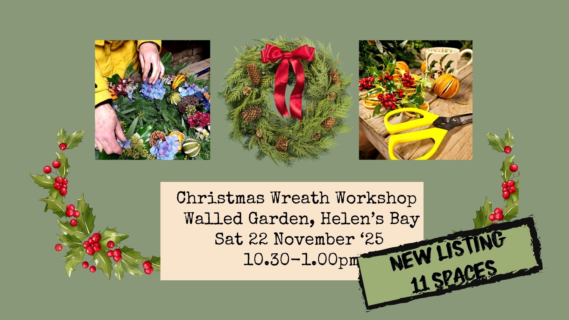 Christmas Wreath Workshop in the Walled Garden