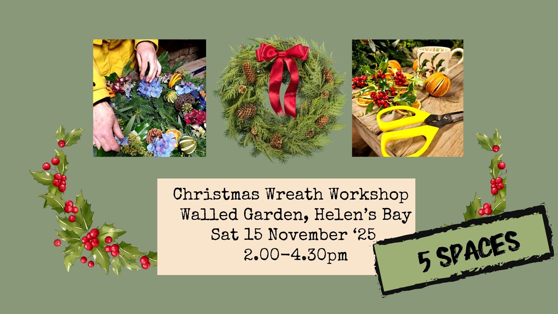 Christmas Wreath Workshop in the Walled Garden