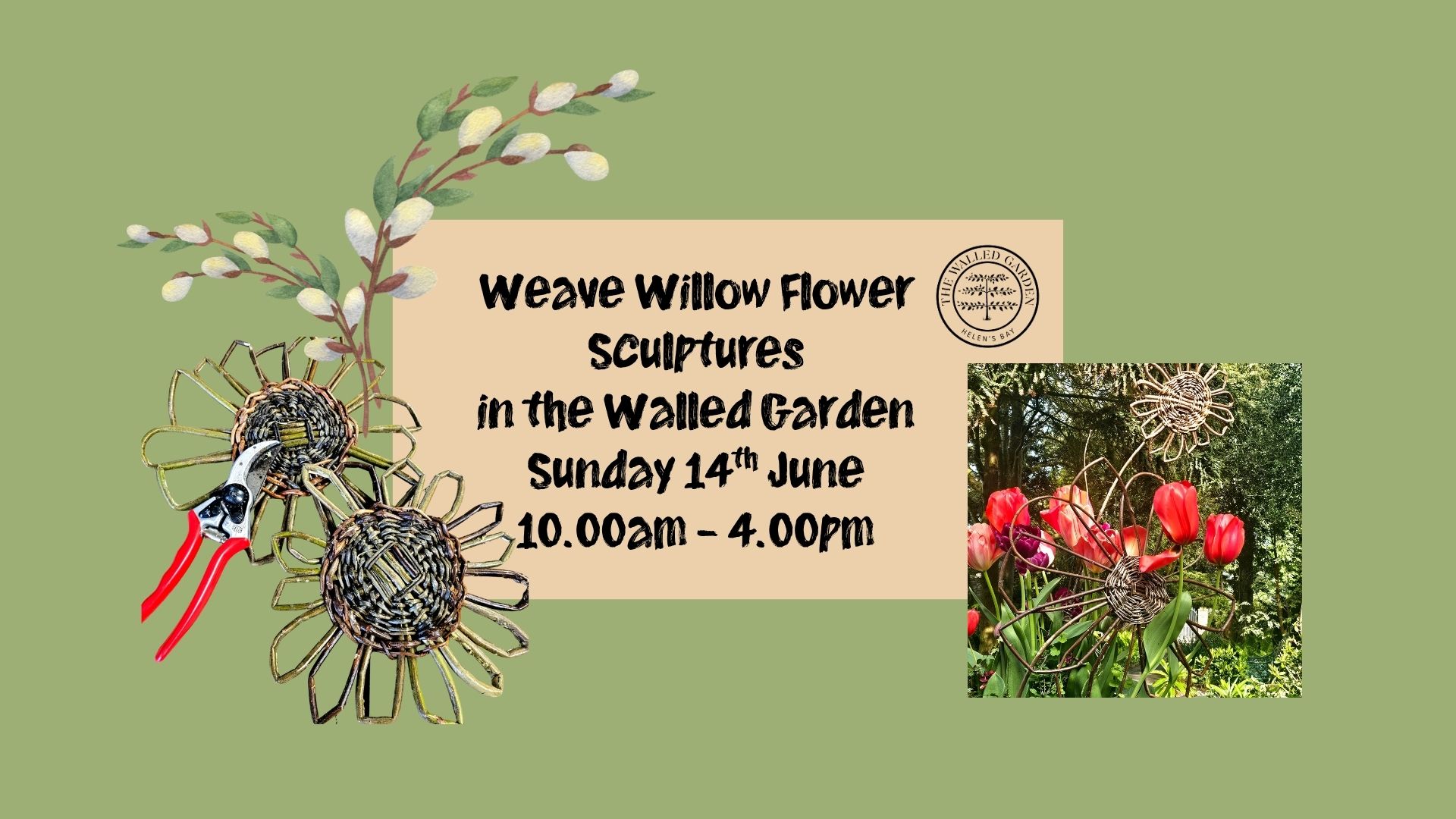 Weave Willow Flower Sculptures in the Walled Garden