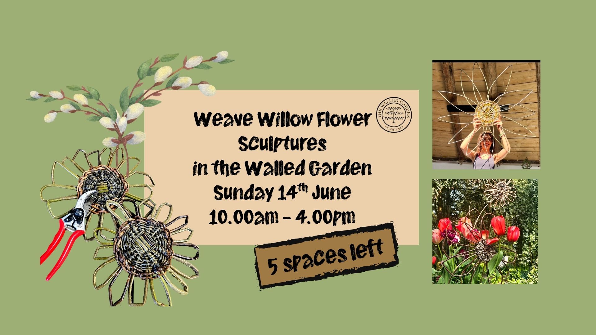Weave Willow Flower Sculptures in the Walled Garden