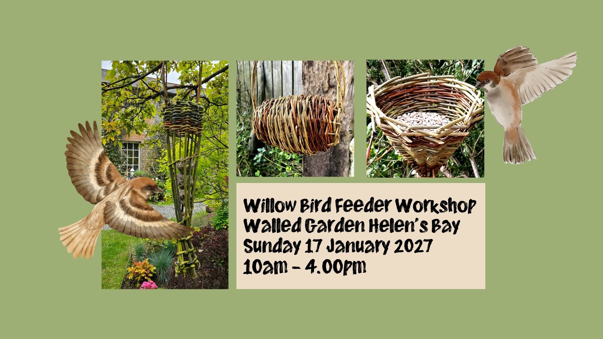 Weave Willow Birdfeeders in the Walled Garden