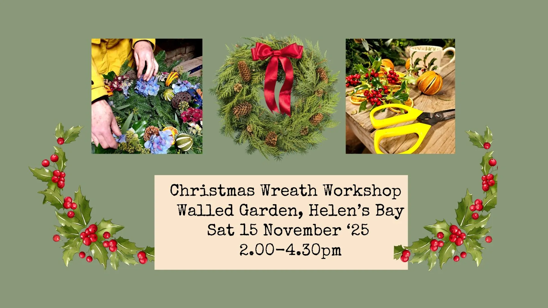 Christmas Wreath Workshop in the Walled Garden