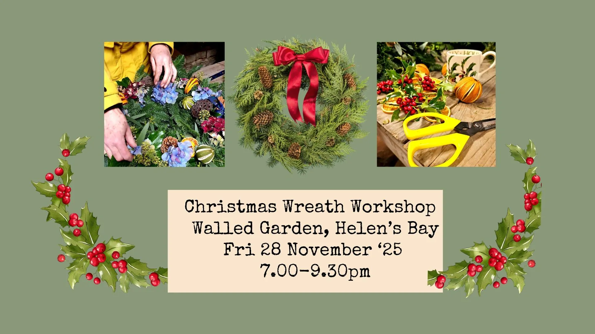 Christmas Wreath Workshop in the Walled Garden